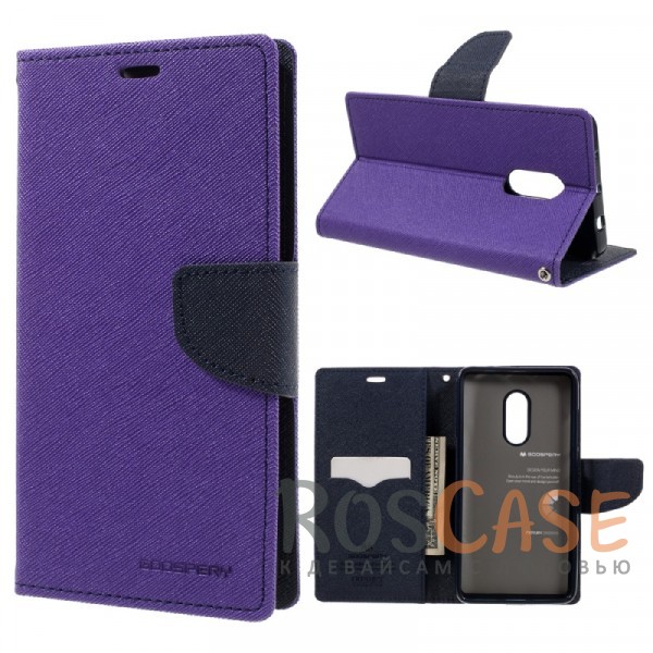 Чехол (книжка) Mercury Fancy Diary series для Xiaomi Redmi Note 4 (Фиолетовый / Синий) Чехол (книжка) Mercury Fancy Diary series для Xiaomi Redmi Note 4 (Фиолетовый / Синий)Описание:бренд Mercury;создан для Xiaomi Redmi Note 4;материалы - искусственная кожа, термополиуретан;форма - чехол-книжка. Особенности:фактурная поверхность;все функциональные вырезы в наличии;внутренние кармашки;магнитная застежка;защита от механических повреждений;трансформируется в подставку.<br><br>Тип: Чехол<br>Бренд: Mercury<br>Материал: Искусственная кожа