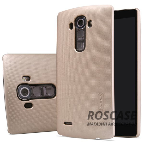 Чехол Nillkin Matte для LG H815 G4/H818P G4 Dual (+ пленка) (Золотой) Чехол Nillkin Matte для LG H815 G4/H818P G4 Dual (+ пленка) (Золотой)Описание:производитель - Nillkin;материал - поликарбонат;разработан специально для LG H815 G4/H818P G4 Dual;тип - накладка. Особенности:фактурная поверхность;матовый;не увеличивает габариты;не скользит в руках;не теряет цвет;пленка в комплекте.<br><br>Тип: Чехол<br>Бренд: Nillkin<br>Материал: Поликарбонат