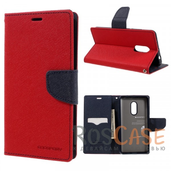 Чехол (книжка) Mercury Fancy Diary series для Xiaomi Redmi Note 4 (Красный / Синий) Чехол (книжка) Mercury Fancy Diary series для Xiaomi Redmi Note 4 (Красный / Синий)Описание:бренд Mercury;создан для Xiaomi Redmi Note 4;материалы - искусственная кожа, термополиуретан;форма - чехол-книжка. Особенности:фактурная поверхность;все функциональные вырезы в наличии;внутренние кармашки;магнитная застежка;защита от механических повреждений;трансформируется в подставку.<br><br>Тип: Чехол<br>Бренд: Mercury<br>Материал: Искусственная кожа