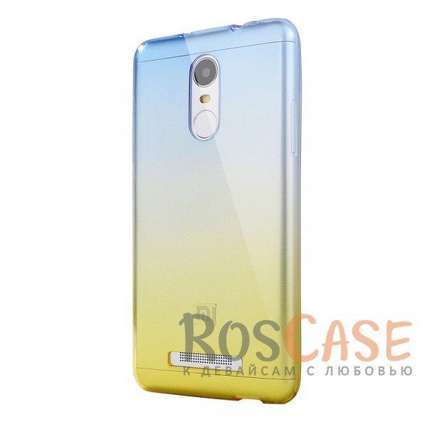 Прозрачный TPU чехол с цветным градиентом для Xiaomi Redmi Note 4 (Синий / Желтый) Прозрачный TPU чехол с цветным градиентом для Xiaomi Redmi Note 4 (Синий / Желтый)<br><br>Тип: Чехол<br>Бренд: Epik<br>Материал: TPU