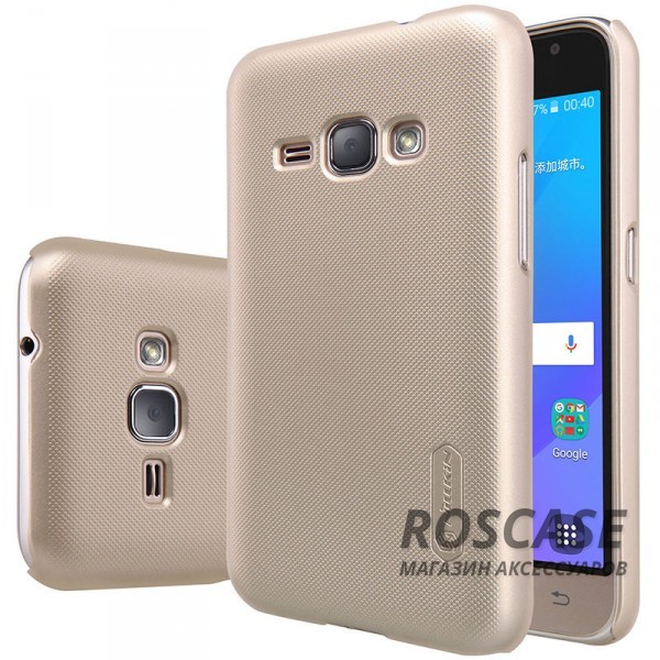 Чехол Nillkin Matte для Samsung J120F Galaxy J1 (2016) (+ пленка) (Золотой) Чехол Nillkin Matte для Samsung J120F Galaxy J1 (2016) (+ пленка) (Золотой)Описание:производитель - компания Nillkin;материал - поликарбонат;совместим с Samsung J120F Galaxy J1 (2016) (+ пленка);тип - накладка. Особенности:матовый;прочный;тонкий дизайн;не скользит в руках;не выцветает;пленка в комплекте.<br><br>Тип: Чехол<br>Бренд: Nillkin<br>Материал: Пластик