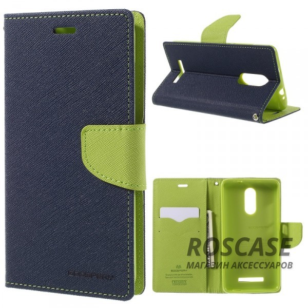 Чехол (книжка) Mercury Fancy Diary series для Xiaomi Redmi Note 3 / Redmi Note 3 Pro (Синий / Лайм) Чехол (книжка) Mercury Fancy Diary series для Xiaomi Redmi Note 3 / Redmi Note 3 Pro (Синий / Лайм)Описание:бренд Mercury;создан для Xiaomi Redmi Note 3 / Redmi Note 3 Pro;материалы - искусственная кожа, термополиуретан;форма - чехол-книжка. Особенности:рельефная поверхность;все функциональные вырезы в наличии;внутренние кармашки;магнитная застежка;защита от механических повреждений;трансформируется в подставку.<br><br>Тип: Чехол<br>Бренд: Mercury<br>Материал: Искусственная кожа