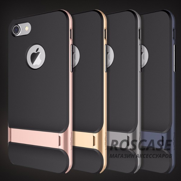 TPU+PC чехол Rock Royce Series с функцией подставки для Apple iPhone 7 plus (5.5) TPU+PC чехол Rock Royce Series с функцией подставки для Apple iPhone 7 plus (5.5)Описание:изготовитель: компания Rock;совместимость: смартфоны Apple iPhone 7 plus (5.5);произведен из термопластичного полиуретана и качественного поликарбоната;тип крепления: накладка;поверхность: частично матовая, частично глянцевая.Особенности:защищает от повреждений при падениях;имеет двойную конструкцию;имеет функцию подставки;позиционируется как аксессуар с интересным нетривиальным дизайном.<br><br>Тип: Чехол<br>Бренд: ROCK<br>Материал: TPU