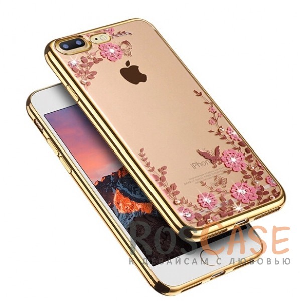 Прозрачный чехол с цветами и стразами для Apple iPhone 7 plus (5.5) с глянцевым бампером (Золотой/Розовые цветы) Прозрачный чехол с цветами и стразами для Apple iPhone 7 plus (5.5) с глянцевым бампером (Золотой/Розовые цветы)Описание:совместим с Apple iPhone 7 plus (5.5);материал - термополиуретан;тип - накладка. Особенности:прозрачный;изящный рисунок;украшен стразами;защищает от царапин и ударов;не скользит в руках.<br><br>Тип: Чехол<br>Бренд: Epik<br>Материал: TPU