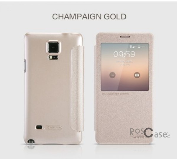 Кожаный чехол (книжка) Nillkin Sparkle Series для Samsung N910H Galaxy Note 4 (Золотой) Кожаный чехол (книжка) Nillkin Sparkle Series для Samsung N910H Galaxy Note 4 (Золотой)Описание:разработчик и производитель Nillkin;изготовлен из синтетической кожи и поликарбоната;фактурная поверхность;тип конструкции: чехол-книжка;совместим с Samsung N910H Galaxy Note 4. Особенности:внутренняя отделка из микрофибры;ультратонкий;функция Sleep mode;не скользит в руках;интерактивное окошко.<br><br>Тип: Чехол<br>Бренд: Nillkin<br>Материал: Искусственная кожа