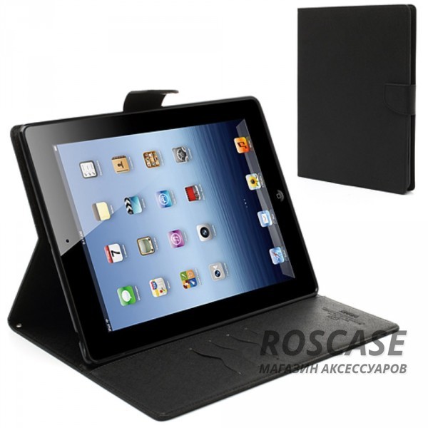 Чехол (книжка) Mercury Fancy Diary series для Apple iPad 2/3/4 (Черный / Черный) Чехол (книжка) Mercury Fancy Diary series для Apple iPad 2/3/4 (Черный / Черный)Описание:производитель - бренд Mercury;совместим с Apple iPad 2/3/4;материалы - искусственная кожа, термополиуретан;форма - чехол-книжка. Особенности:рельефная поверхность;все функциональные вырезы в наличии;внутренние кармашки;магнитная застежка;защита от механических повреждений;трансформируется в подставку.<br><br>Тип: Чехол<br>Бренд: Mercury<br>Материал: Искусственная кожа