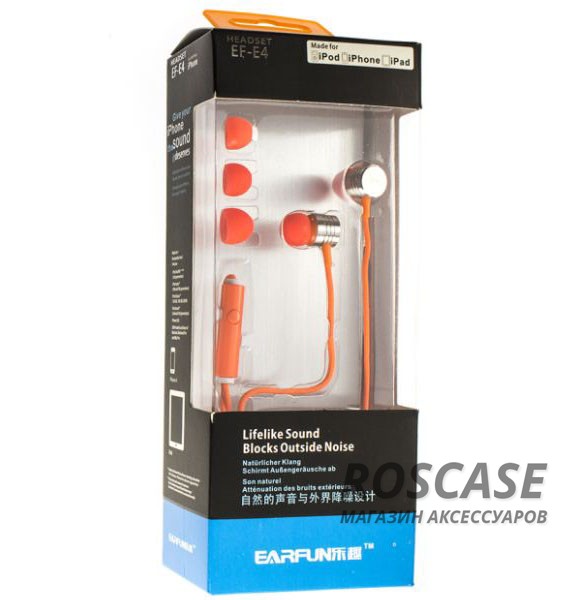 Вакуумные наушники Headset EF-E4 с плетеным кабелем и микрофоном (Оранжевый) Вакуумные наушники Headset EF-E4 с плетеным кабелем и микрофоном (Оранжевый)Описание:универсальная совместимость;разъем - 3,5 mini jack;тип - вакуумные наушники. Особенности:микрофон;полное сопротивление: 30 Ом;чувствительность - 105 Дб;частотный отклик - 20-20000 Гц;плетеная оплетка шнура;длина кабеля - 120 см.<br><br>Тип: Наушники/Гарнитуры<br>Бренд: Epik