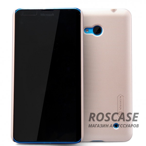 Чехол Nillkin Matte для Microsoft Lumia 640 (+ пленка) (Золотой) Чехол Nillkin Matte для Microsoft Lumia 640 (+ пленка) (Золотой)Описание:производитель - компания Nillkin;материал - поликарбонат;совместим с Microsoft Lumia 640;тип - накладка. Особенности:матовый;прочный;тонкий дизайн;не скользит в руках;не выцветает;пленка в комплекте.<br><br>Тип: Чехол<br>Бренд: Nillkin<br>Материал: Поликарбонат