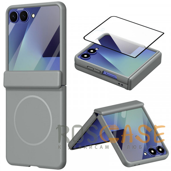 Фото Серый Чехол 3D с Magsafe и внешним стеклом для Samsung Galaxy Z Flip 7