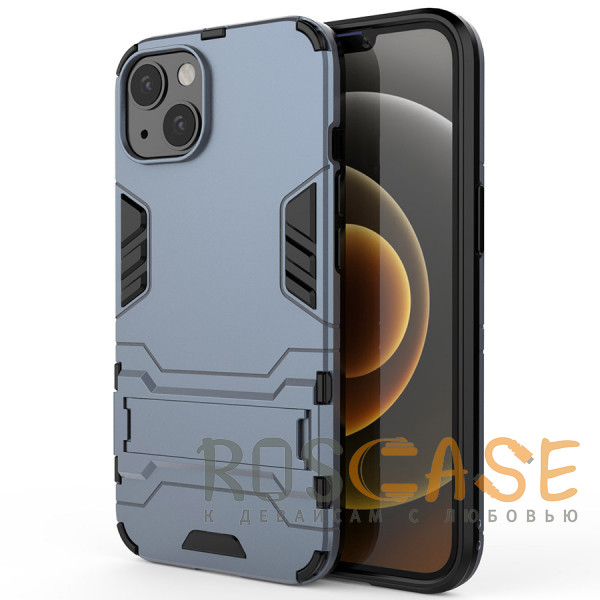 Фото Синий Transformer | Противоударный чехол-подставка для iPhone 13 с мощной защитой корпуса