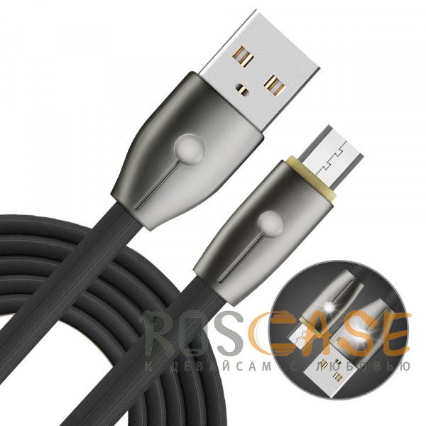 Фотография Черный Remax RC-043m Knight | Дата кабель USB to MicroUSB со световым индикатором (100 см)