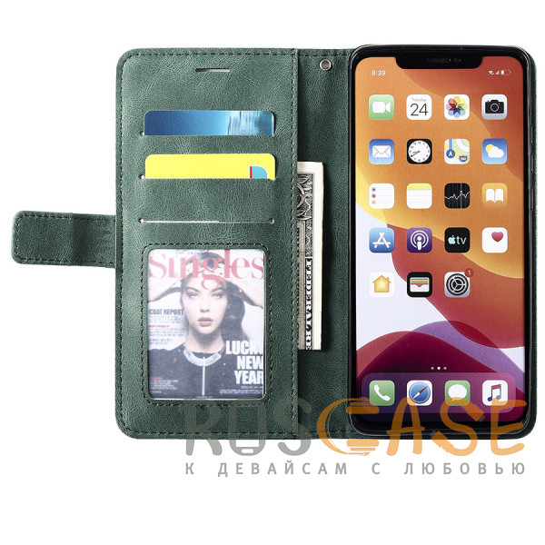 Изображение Зеленый Retro Book | Кожаный чехол книжка кошелек из Premium экокожи для Xiaomi Redmi 10
