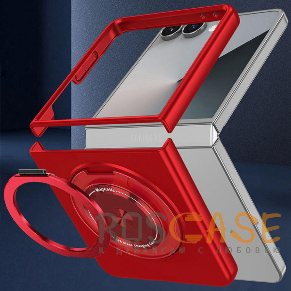 Фото Красный Matte Shield Ring | Тонкий пластиковый чехол с кольцом Magsafe для Samsung Galaxy Z Flip 8