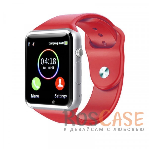 

Квадратные смарт часы Bluetooth Smart Watch A1 в железном корпусе с силиконовым ремешком (Красный)