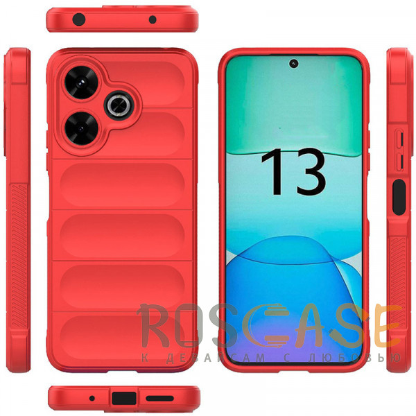 Фото Красный Flex Silicone | Противоударный чехол для Xiaomi Redmi 13 4G / Poco M6 4G / Note 13R 5G с защитой камеры и микрофиброй