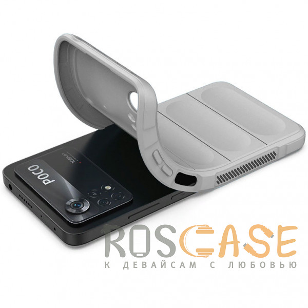 Фотография Серый Flex Silicone | Противоударный чехол для Xiaomi Poco X4 Pro 5G с защитой камеры и микрофиброй