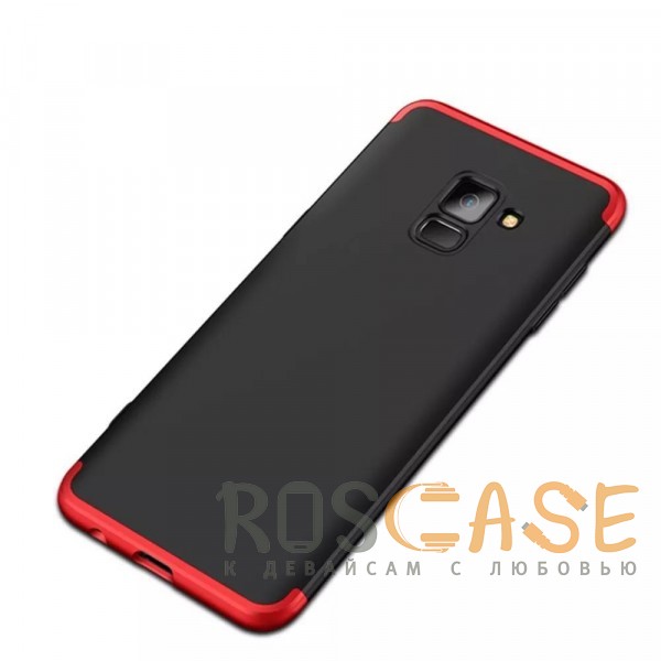 Изображение Черный / Красный GKK LikGus 360° | Двухсторонний чехол для Samsung A730 Galaxy A8+ (2018) с защитными вставками