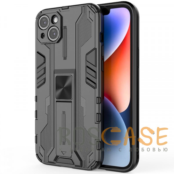 Фото Черный Galvatron | Противоударный чехол-подставка для iPhone 13 с защитой камеры