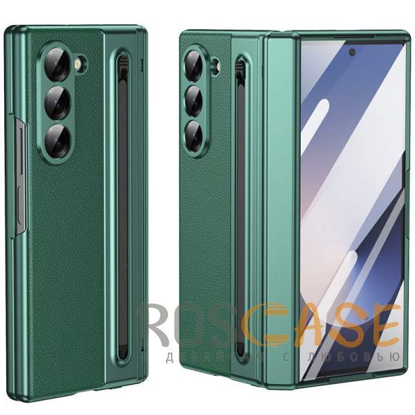 Фото Зеленый Чехол 3D с кожаной вставкой и стилусом для Samsung Galaxy Z Fold 6