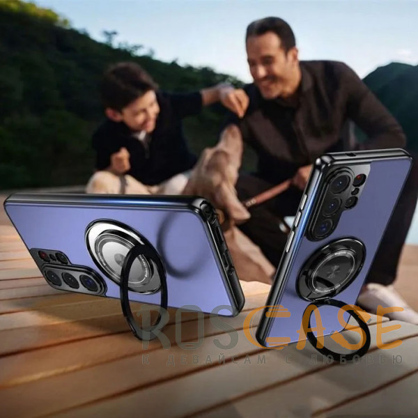 Фото Синий Чехол с кольцом Magsafe и алюминиевой вставкой для Samsung Galaxy S26 Ultra