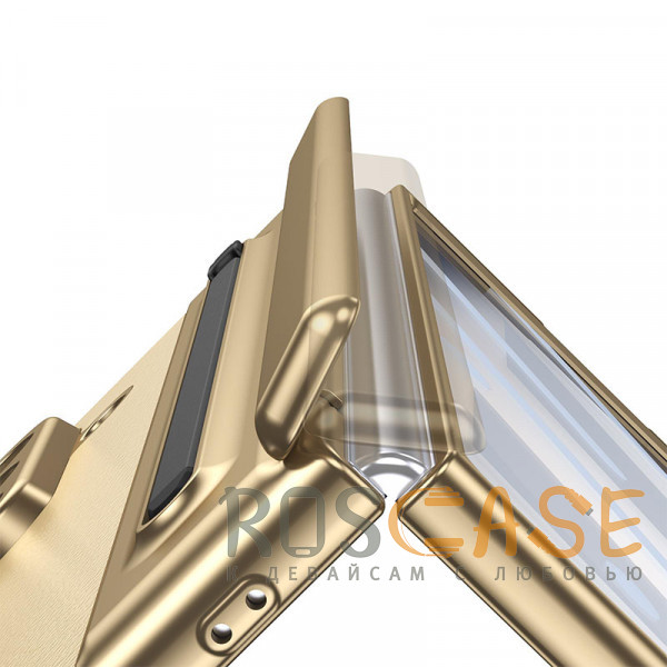 Изображение Золотой Чехол 3D с кожаной вставкой и стилусом для Samsung Galaxy Z Fold 8 Ultra