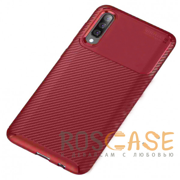 Фотография Красный Силиконовый матовый чехол с текстурой Карбон для Samsung Galaxy A70 (A705F)