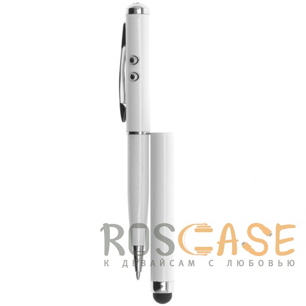 Фото Белый Емкостной стилус ручка RHDS с фонариком и указкой