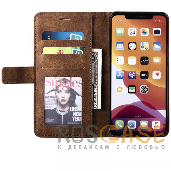 Фото Коричневый Retro Book | Кожаный чехол книжка / кошелек из Premium экокожи для Xiaomi Redmi 12 / Note 12R 5G / Poco M6 Pro 5G