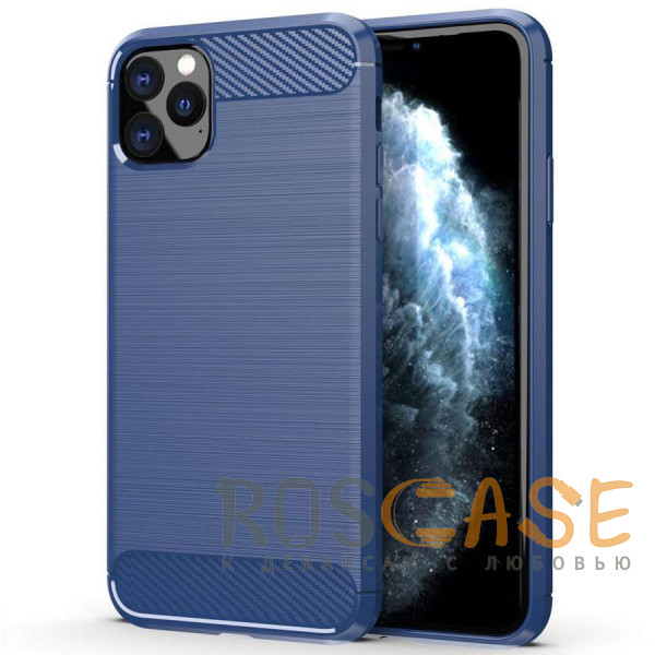 Фото Синий Матовый силиконовый чехол с текстурным покрытием металл для iPhone 12 / 12 Pro