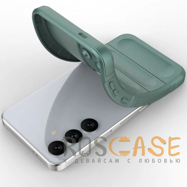 Фотография Зеленый Flex Silicone | Противоударный чехол для Samsung Galaxy S24 с защитой камеры и микрофиброй
