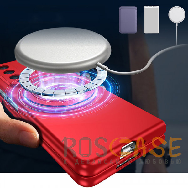 Фотография Красный Matte Shield Ring | Тонкий пластиковый чехол с кольцом Magsafe для Samsung Galaxy Z Fold 4