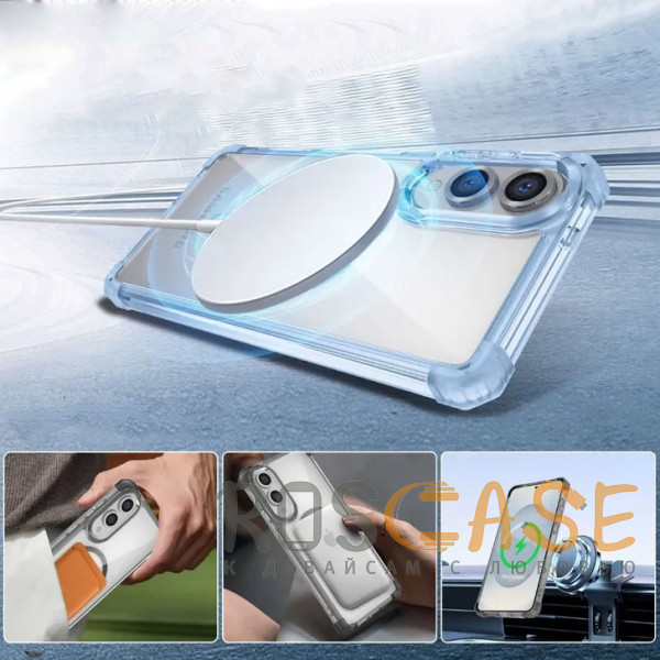 Изображение Синий Nature Magnetic | Прозрачный противоударный чехол с поддержкой MagSafe для Samsung Galaxy S25 Edge