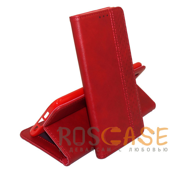 Фото Красный Business Wallet | Кожаный чехол книжка с визитницей для Xiaomi Redmi Note 8 Pro