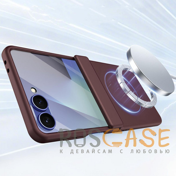 Фотография Бордовый Чехол 3D с Magsafe и внешним стеклом для Samsung Galaxy Z Flip 7
