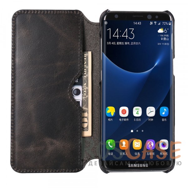 Фотография Черный Кожаный чехол-книжка для Samsung G950 Galaxy S8 с внутренним карманом