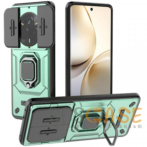 Фото Зеленый Transformer Ring Holder | Противоударный чехол с кольцом и шторкой камеры для Realme 14 Pro 5G
