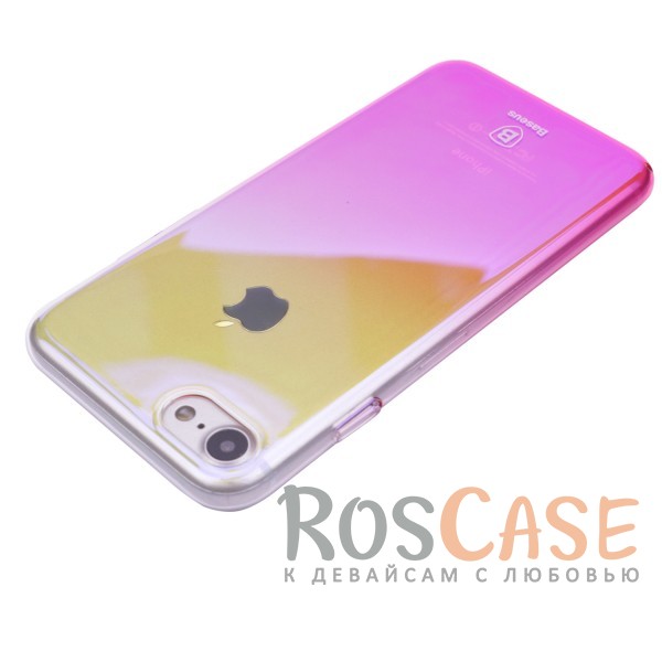 Изображение Розовый Блестящая прозрачная накладка Baseus Glaze Ultrathin из тонкого пластика с бензиновым отливом и градиентной расцветкой для Apple iPhone 7 / 8 (4.7")