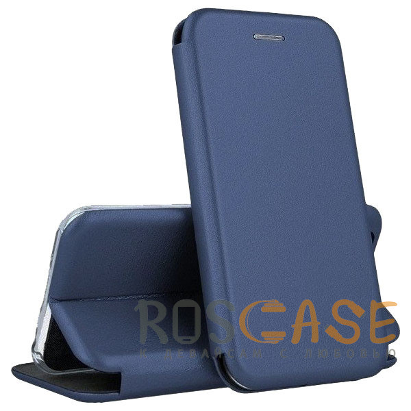 Фото Синий Open Color | Кожаный чехол-книжка для Samsung Galaxy A40s / M30 с функцией подставки и магнитом