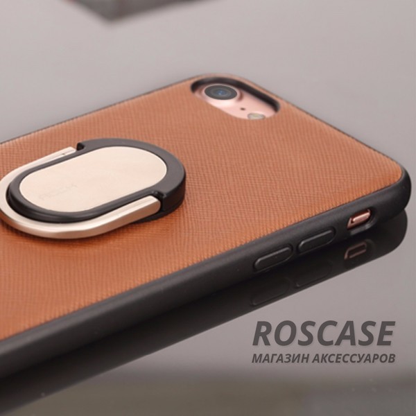 Изображение Коричневый / Brown Rock Ring Holder Case M1 | Чехол для Apple iPhone 7 / 8 (4.7") со встроенным металлическим кольцом-подставкой