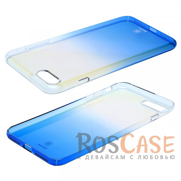 Изображение Голубой Блестящая прозрачная накладка Baseus Glaze Ultrathin из тонкого пластика с бензиновым отливом и градиентной расцветкой для Apple iPhone 7 plus / 8 plus (5.5")