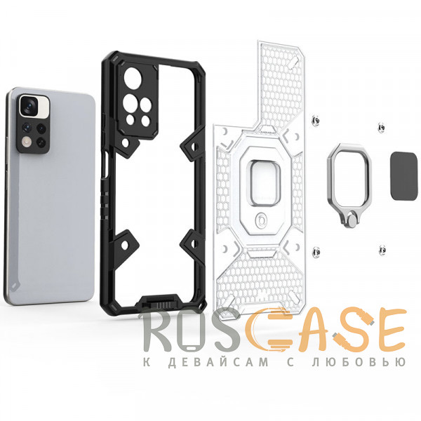 Фото Синий Honeycomb Armor | Противоударный чехол с защитой камеры и кольцом для Xiaomi Redmi Note 11 Pro 5G / 11 Pro Plus 5G