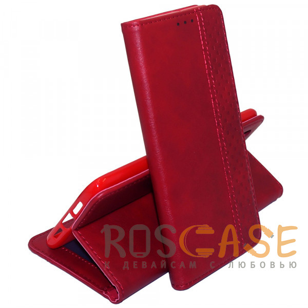 Фото Красный Business Wallet | Кожаный чехол книжка с визитницей для Realme C21Y / C25Y / C21