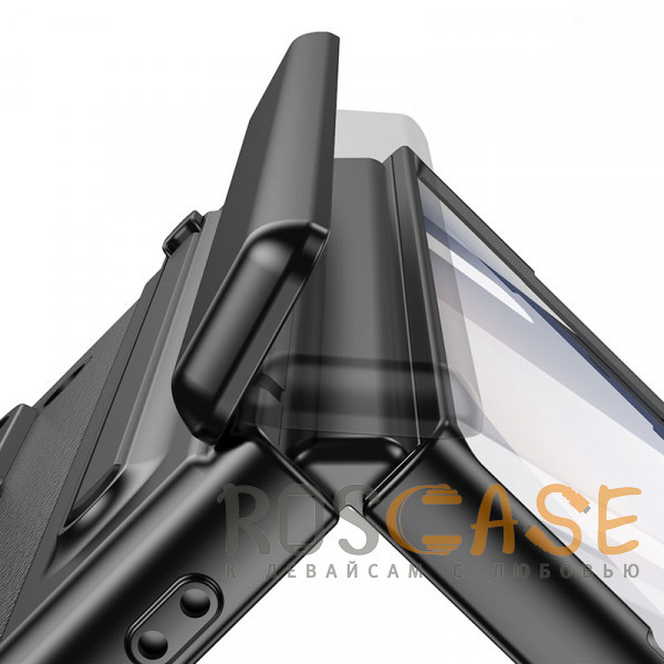 Фото Черный Чехол 3D с кожаной вставкой и стилусом для Samsung Galaxy Z Fold 6