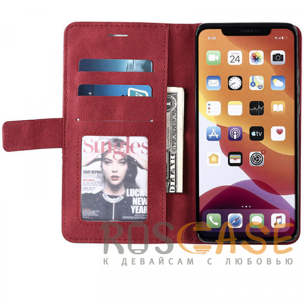 Изображение Красный Retro Book | Кожаный чехол книжка / кошелек из Premium экокожи для Xiaomi Redmi K50 / K50 Pro