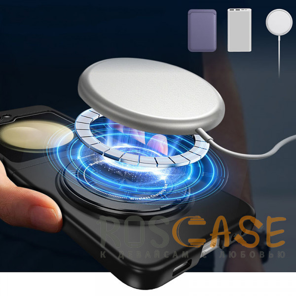 Фотография Черный Matte Shield Ring | Тонкий пластиковый чехол с кольцом Magsafe для Samsung Galaxy Z Flip 5