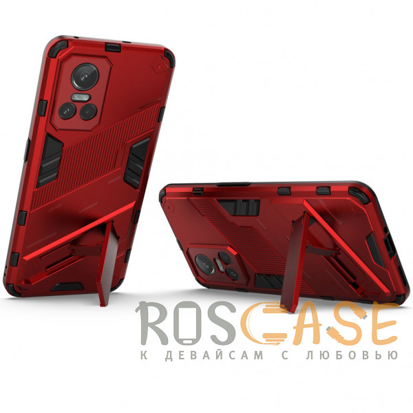 Изображение Красный Megatron | Противоударный чехол-подставка для Realme GT Neo 3 с защитой камеры