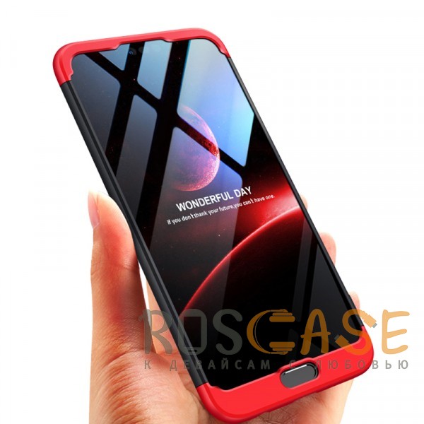 Изображение Черный / Красный GKK LikGus 360° | Двухсторонний чехол для Huawei Honor 10 с защитными вставками
