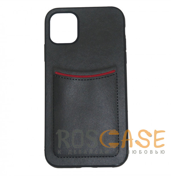 Фото Черный ILEVEL | Чехол с кожаным покрытием и карманом для iPhone 11