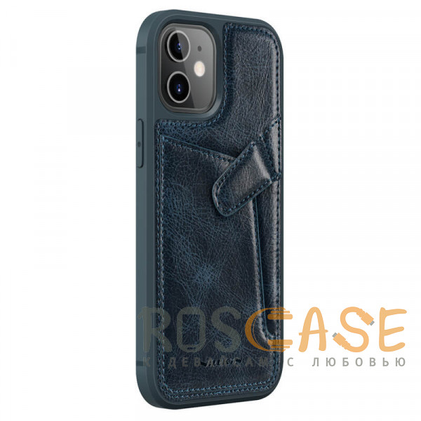 Фотография Синий Nillkin Aoge Leather | Чехол с визитницей из Premium экокожи для iPhone 12 Mini