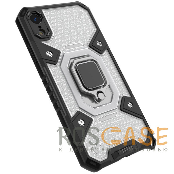 Фото Черный Honeycomb Armor | Противоударный чехол с защитой камеры и кольцом для iPhone XR
